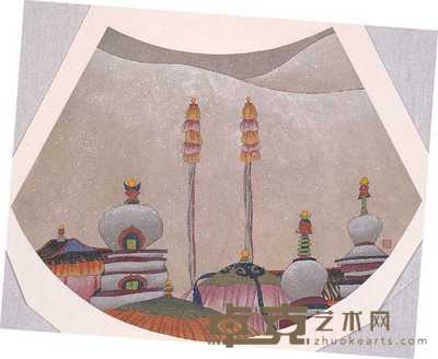 李强 雪中寺 镜心 33×49cm